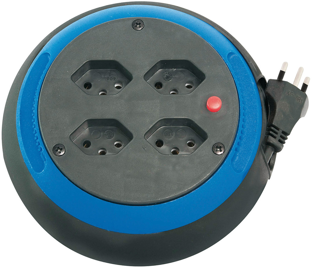 Design-Kabelbox, 4-fach schwarz/blau, Kabel 4m H05VV-F 3G1,0 *CH*