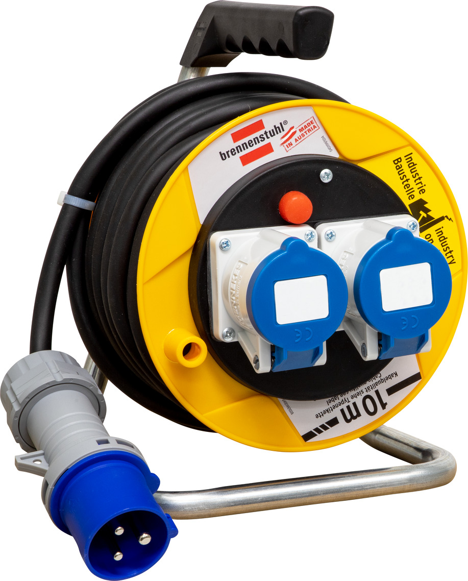 Brennenstuhl Avvolgicavo Garant CEE 2 IP44 25m – Per Cantiere E Uso Professionale Esterno, Con Sicurezza Termica