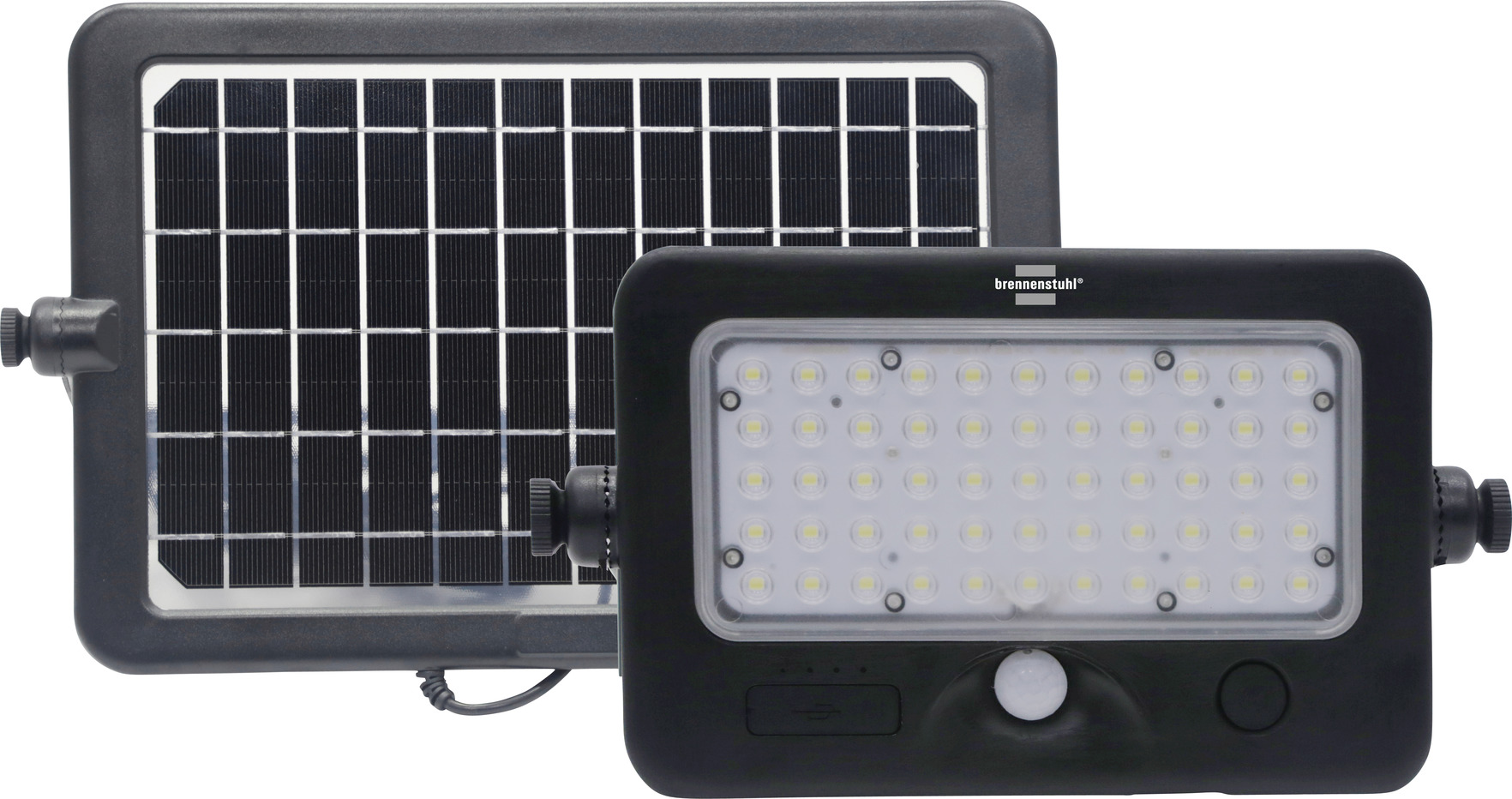Multifonctions lampe solaire LED SOL ML 1000 avec panneau solaire double  face IP65 avec détecteur de mouvement noir