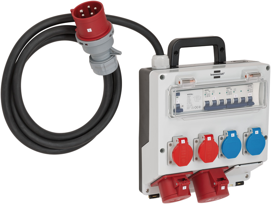 Distributore a muro IP 44 32A , 2,2m H07RN4 2xT23+2xT25+ con 1xCEE400V/16A+32A *CH* brennenstuhl® Distributore a muro IP 44 32A , 2,2m H07RN4 2xT23+2xT25+ con 1xCEE400V/16A+32A *CH* brennenstuhl®