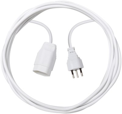 Kunststoff Verl&auml;ngerungskabel, T12 Stecker, T13 Kupplung, Kabel 3m H05VV-F 3G1,0 weiss *CH*