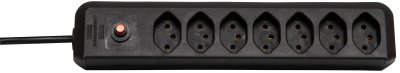 cleverLINE Steckdosenleiste 7-fach schwarz 2m H05VV-F 3G1,0 *CH*