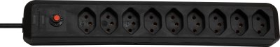 cleverLINE Steckdosenleiste 9-fach schwarz 2m H05VV-F 3G1,0 *CH*