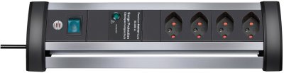 Alu-Office-Line 60.000A Überspannungsschutz-Steckdosenleiste 4-fach 1,8m H05VV-F 3G1,0 *CH*