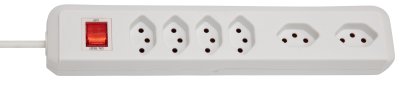 cleverLINE Steckdosenleiste 4+2-fach weiss 2m H05VV-F 3G1,0 mit Schalter *CH*