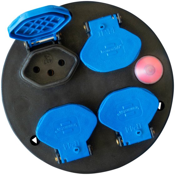 Steckdoseneinsatz-Montageplatte 4-fach IP44 mit Deckel *CH* - Produktbild