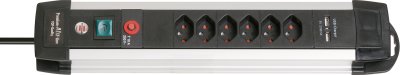 Premium-Alu-Line Steckdosenleiste mit USB-Ladefunktion 6-fach 3m H05VV-F 3G1,5 *CH*