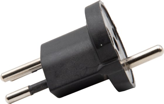 Fix-Adapter DE auf CH schwarz 230V 3-polig ohne Hülse - Produktansicht