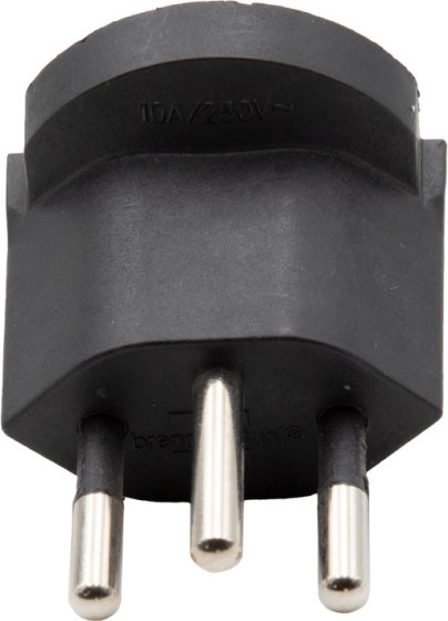 Fix-Adapter DE auf CH schwarz 230V 3-polig ohne Hülse - Produktansicht