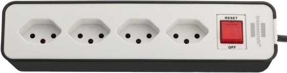 Ecolor Steckdosenleiste 4fach schwarz/weiss 1,5m H05VV-F 3G1,0 mit Schalter *CH* - Produktbild