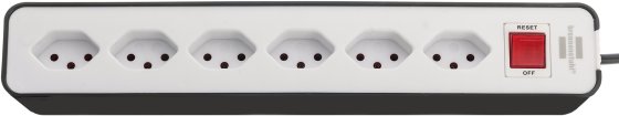 Ecolor Steckdosenleiste 6-fach schwarz/weiss 1,5m H05VV-F 3G1,0 mit Schalter *CH* - Produktbild