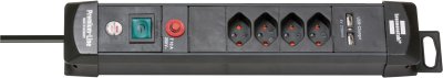 Premium-Line Steckdosenleiste mit 2x USB-Ladefunktion 4-fach schwarz 3m H05VV-F3G1,5 *CH*