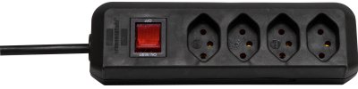 cleverLINE Steckdosenleiste 4-fach schwarz 1.5m H05VV-F 3G1,0 mit Schalter *CH*
