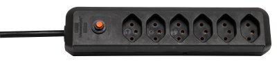 cleverLINE Steckdosenleiste 6-fach schwarz 2m H05VV-F 3G1,0 *CH*