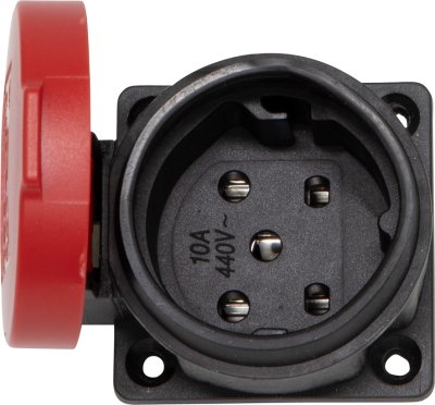 Einbaudose T15, 400V/10A, mit Klappdeckel, rot/schwarz, IP55