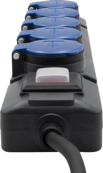 Super-Solid Steckdosenverteiler 5x T13 Steckdosen, T13 Stecker, 5m H07RN-F 3G1,5 anthrazit/blau, IP55 - Produktansicht