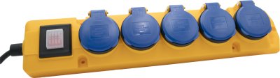 Super-Solid Steckdosenverteiler 5x T13 Steckdosen, T13 Stecker, 5m H07RN-F 3G1,5 gelb/blau, IP55