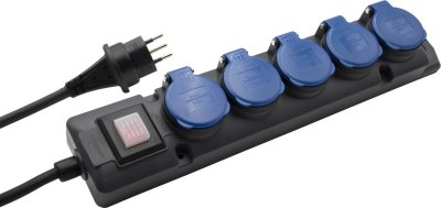 Super-Solid Steckdosenverteiler 5x T13 Steckdosen, T13 Stecker, 5m H07RN-F 3G1,5 anthrazit/blau, IP55