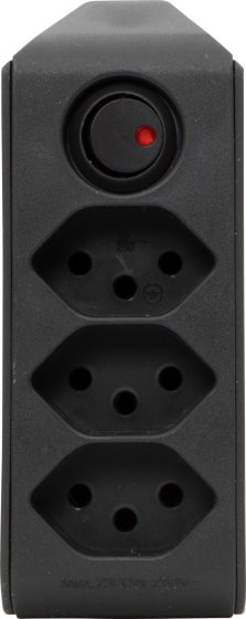 cleverLINE Abzweigstecker 3-fach schwarz mit Schalter, drehbar bis 300° mit Aufhänger *CH* - Produktansicht