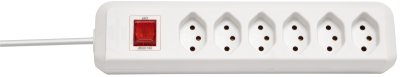 cleverLINE Steckdosenleiste 6-fach weiss 3m H05VV-F 3G1,0 mit Schalter *CH*
