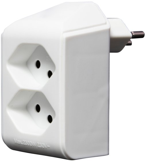 cleverLINE Abzweigstecker 2-fach weiss, drehbar bis 300° ohne Aufhänger *CH*  - Produktbild