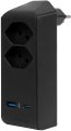 cleverLINE Abzweigstecker 2-fach schwarz mit USB Typ-A und Typ-C, drehbar bis 300° ohne Aufhänger *CH* - Produktbild