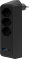 cleverLINE Abzweigstecker 3-fach schwarz mit USB Typ-A und USB Typ-C, drehbar bis 300° ohne Aufhänger *CH* - Produktbild