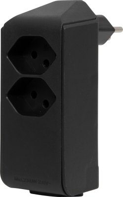 cleverLINE Abzweigstecker 2+1 fach schwarz, drehbar bis 300&deg; ohne Aufh&auml;nger *CH* 
