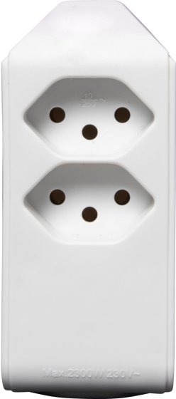 cleverLINE Abzweigstecker 2+1 fach weiss, drehbar bis 300° ohne Aufhänger *CH* 
 - Produktansicht