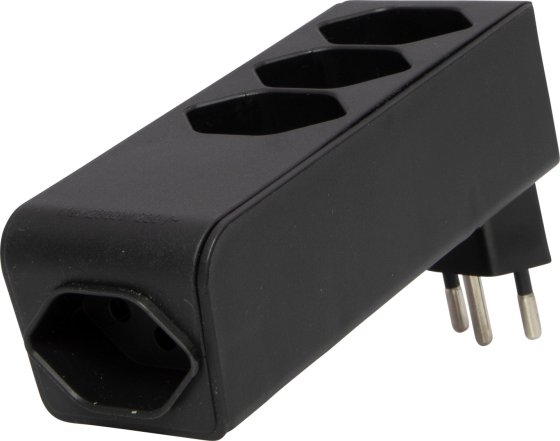 cleverLINE Abzweigstecker 3+1 fach schwarz, drehbar bis 300° ohne Aufhänger *CH* 

 - Produktansicht