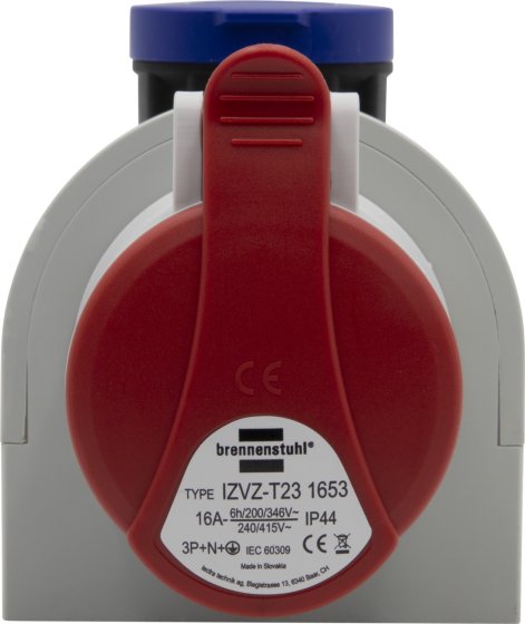 Kombi-Wandsteckdose mit CEE 230V/16A und T23 3-polig  IP44 - Produktansicht