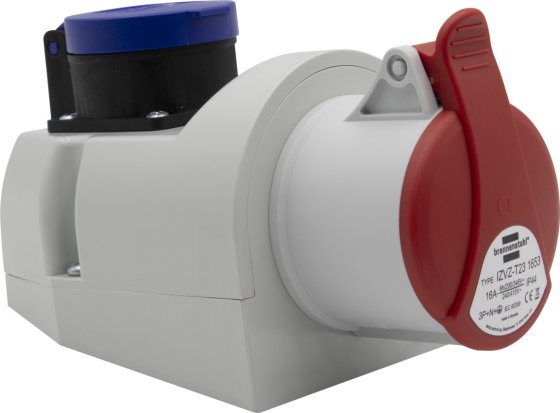 Kombi-Wandsteckdose mit CEE 230V/16A und T23 3-polig  IP44 - Produktbild