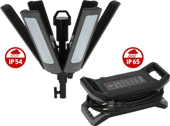 360&deg; LED Baustrahler Set &ndash; bestehend aus LED Baustrahler 275W 9171652300, Bau-Teleskop Stativ 1170310040 und Transporttasche 9171990105
 - Produktansicht