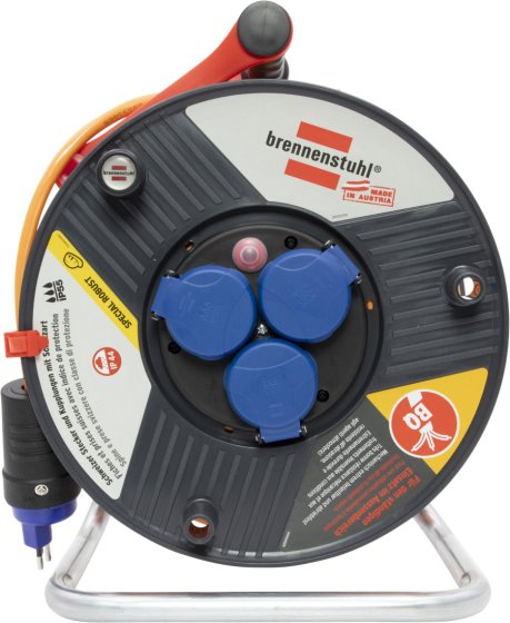 Garant ST 290 Kabelrolle, 3x Steckdose T13, Stecker T13, 50m H07BQ-F 3G1,5 orange, CH Stecksystem IP55 - Produktansicht