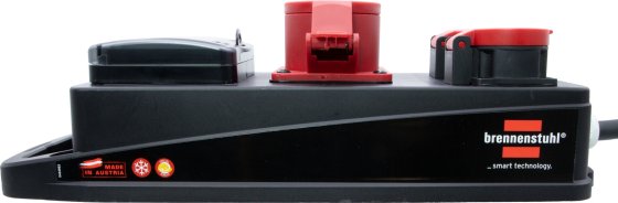 CEE Adapter BSV P LS 400V/32A auf 400V/16A, 1x CEE 16A + 2x T25 Steckdosen, CEE 32A Stecker, 1m H07RN-F 5G2,5 schwarz *CH* - Produktansicht