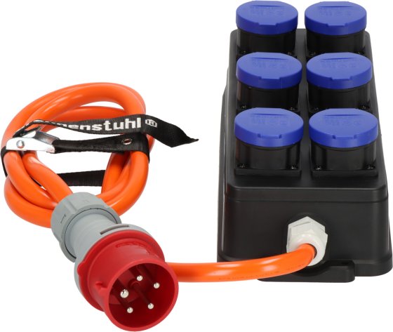 Portabler Stromverteiler BSV P CEE/5, 6x T23 (IP55), 2m N07V3V3 5G2,5 orange - Produktansicht