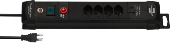 Premium-Line Steckdosenleiste 4-fach mit USB C PD 30W und USB A 18W schwarz 3m H05VV-F 3G1,5 - Produktansicht