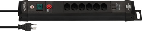 Premium-Line Steckdosenleiste 6-fach mit USB C PD 30W und USB A 18W schwarz 3m H05VV-F 3G1,5 - Produktansicht