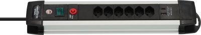 Premium-Alu-Line Steckdosenleiste 6-fach mit USB C PD 30W und USB A 18W 3m H05VV-F3G1,5