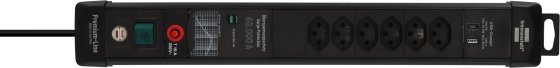 Premium-Line 60.000A &Uuml;berspannungsschutz-Steckdosenleiste mit PD USB-Ladefunktion 6-fach 3m H05VV-F 3G1,5 - Produktansicht