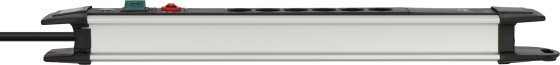 Premium-Alu-Line Steckdosenleiste 6-fach (Typ T13) mit 2x USB C PD 65W und USB A 18W, 3m H05VV-F3G1,5 - Produktansicht