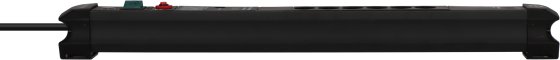 Premium-Line 60.000A &Uuml;berspannungsschutz-Steckdosenleiste 6-fach (Typ T13) mit 2x USB C PD 65W und 1x USB A 18W schwarz, 3m H05VV-F 3G1,5 - Produktansicht