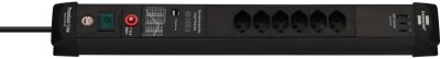 Premium-Line 60.000A &Uuml;berspannungsschutz-Steckdosenleiste 6-fach (Typ T13) mit 2x USB C PD 65W und 1x USB A 18W schwarz, 3m H05VV-F 3G1,5