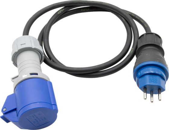 Professional Adapterkabel IP44, CEE/3 auf Typ T13 (IP55) mit FS 10A, 1.5m H07RN-F 3G1,5 - Produktansicht
