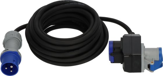 Camping CEE Verl&auml;ngerungskabel IP44 10m schwarz H07RN-F 3G2,5 CEE-Stecker, Winkelkupplung 230V/16A - Produktansicht