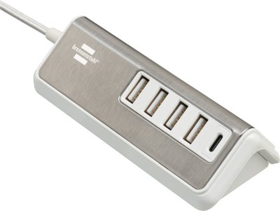 brennenstuhl&reg;estilo USB-Multiladeger&auml;t mit 1,5m Textilkabel 4x USB + 1x USB C Power Delivery